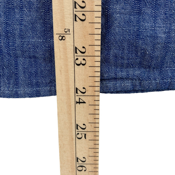 Tommy Hilfiger Shirt Women Small Blue Chambray Long Sleeve Logo Half Zip Popover - Picture 15 of 15